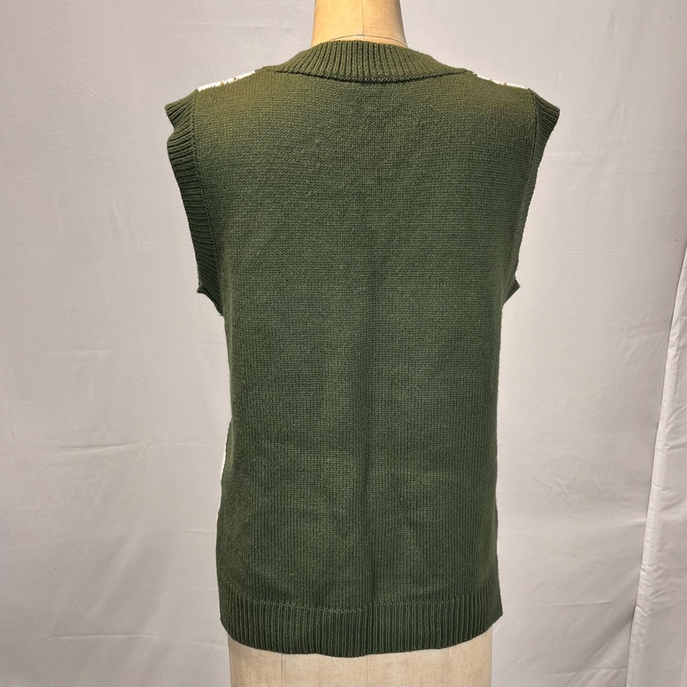 Preppy argyle‎ diamond knit sweater vest womens sleeveless layer tennis prep y2k - Picture 4 of 9